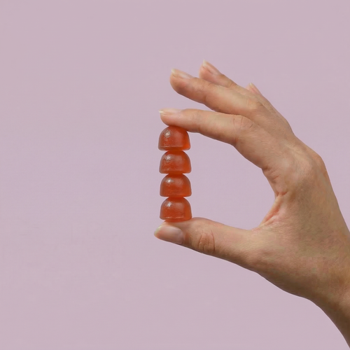Gummies Ashwagandha Luna Care - complément bien-être vegan fond mauve
